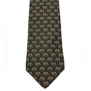 Brooks Brothers Makers Silk Tie Green Elephant Print USA